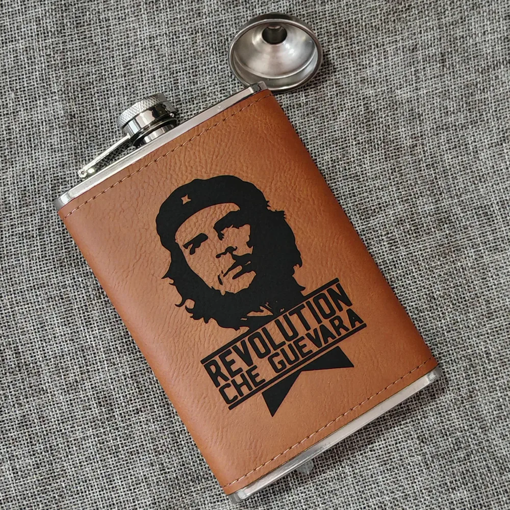 SUS 304 Hip Flask Che Guevara 9 OZ Portable Pu Leather Cover Stainless Steel Wine Bottle With Funnle
SUS 304 Hip Flask Che Guevara 9 OZ Portable Pu Leather Cover Stainless Steel Wine Bottle With Funnle