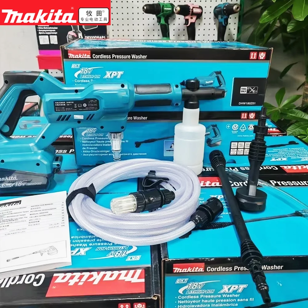 Makita DHW180 cleaning machine lithium battery 18V car wash gun outdoor portable high-pressure water gun has five spraying modes
Makita DHW180 cleaning machine lithium battery 18V car wash gun outdoor portable high-pressure water gun has five spraying modes