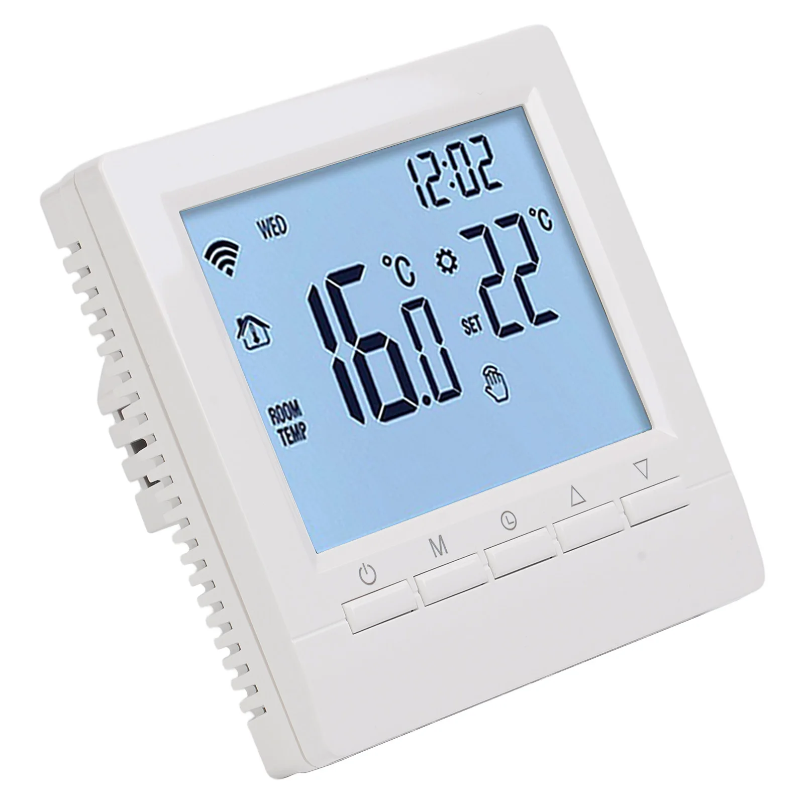 Touch Screen Thermostat for Electric Heating System Black Back Light Programmable Memory Function (77 characters)
Touch Screen Thermostat for Electric Heating System Black Back Light Programmable Memory Function (77 characters)