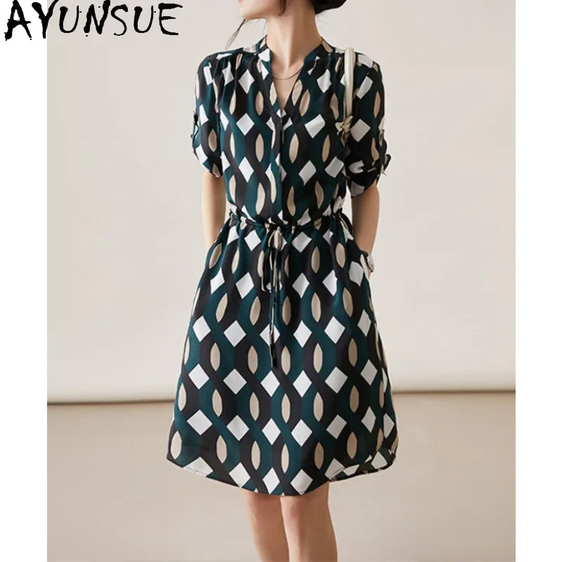AYUNSUE Natural Mulberry Silk Dresses for Women Mid-length Stylish Shirt Dress Commuting Summer Dresses Woman Clothes Vestidos
AYUNSUE Natural Mulberry Silk Dresses for Women Mid-length Stylish Shirt Dress Commuting Summer Dresses Woman Clothes Vestidos