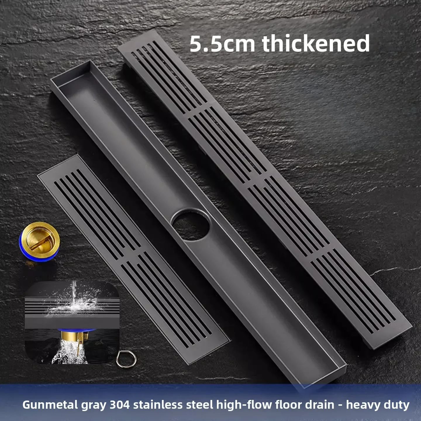 5.5CM gray extremely narrow 304 stainless steel floor drain linear rectangular bathroom deodorant large displacement floor drain
5.5CM gray extremely narrow 304 stainless steel floor drain linear rectangular bathroom deodorant large displacement floor drain