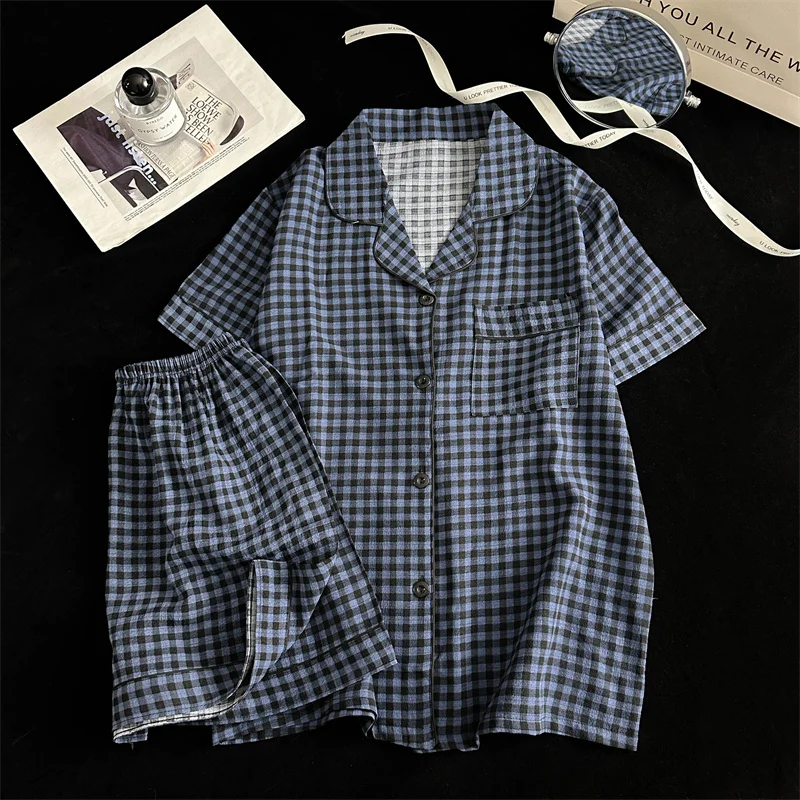 Summer Short Sleeve Sleepwear Women's Bubble Gauze Pleated Cardigan Sweet Little Cherry Thin Home Clothes Set Casual Style 30 S65c5ba0299e8445a97c94d708c237cd13