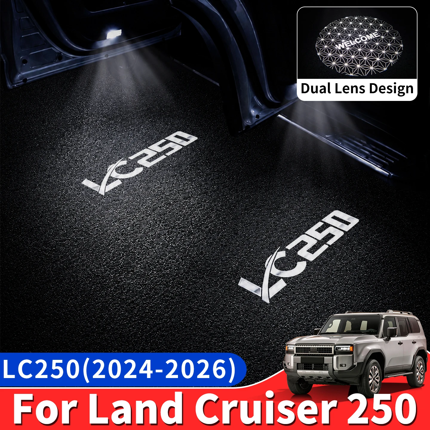 For 2024-2026 Toyota Land Cruiser LC250 J250 1958 Dual Color Door Welcome Light LED Courtesy Projector Exterior Accessories
For 2024-2026 Toyota Land Cruiser LC250 J250 1958 Dual Color Door Welcome Light LED Courtesy Projector Exterior Accessories