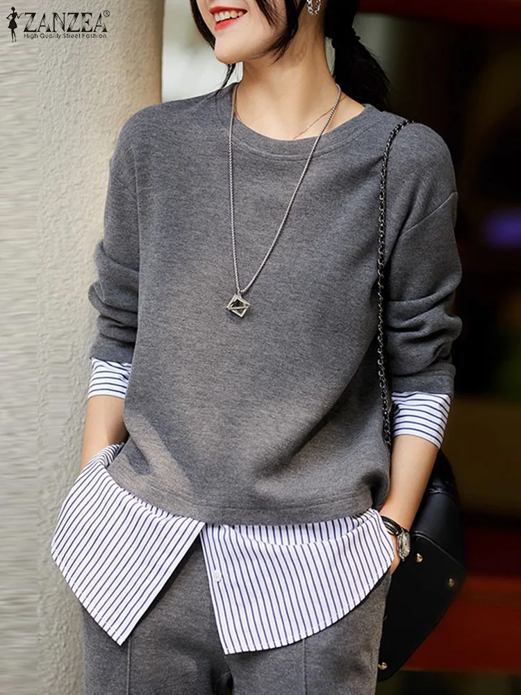 Women Patchwork Sweatshirts ZANZEA Stylish OL Work Shirt Casual Loose O Neck Long Sleeve Blouse Holiday Tops Female Pullover
Women Patchwork Sweatshirts ZANZEA Stylish OL Work Shirt Casual Loose O Neck Long Sleeve Blouse Holiday Tops Female Pullover