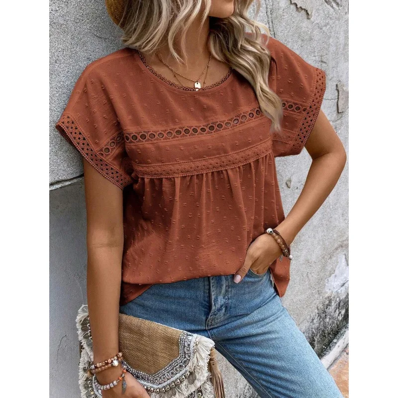 Lace Crochet Chiffon Women's Shirt Feminine Elegant Style Spring Collection Sleeve Length Other Material 100% Fly Sleeve
Lace Crochet Chiffon Women's Shirt Feminine Elegant Style Spring Collection Sleeve Length Other Material 100% Fly Sleeve