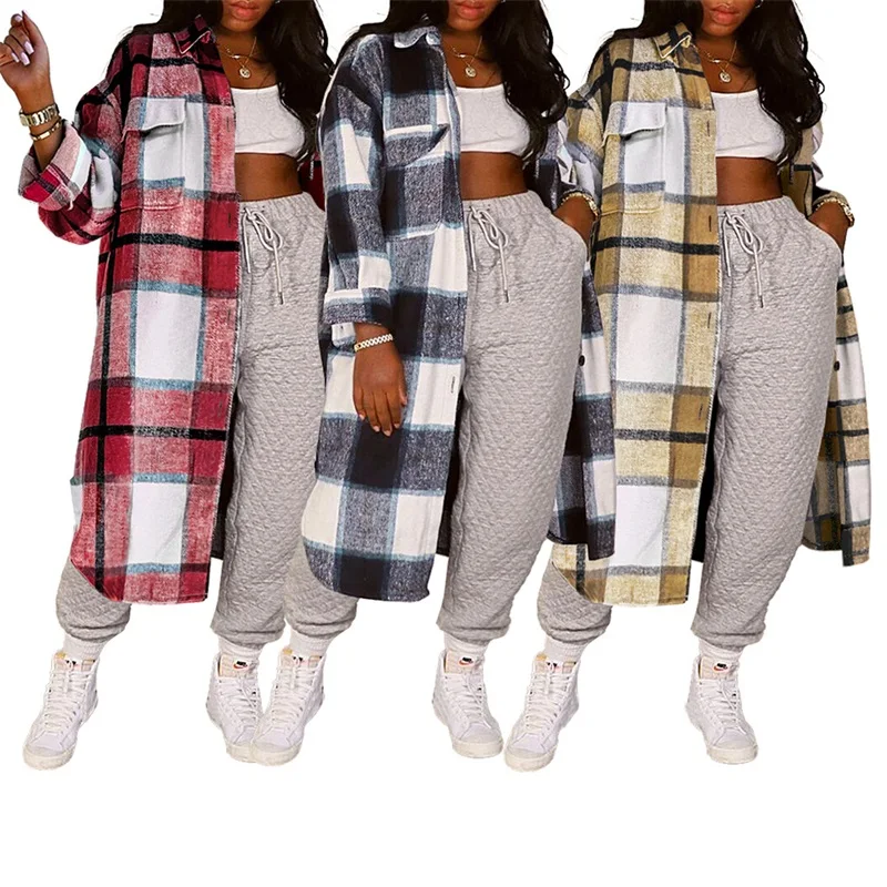 Women\u2019s Casual Long Sleeve Fashion Creative Loose Shirt Fashion Plaid Lapel Button down Long Coat with Pocket
Women\u2019s Casual Long Sleeve Fashion Creative Loose Shirt Fashion Plaid Lapel Button down Long Coat with Pocket