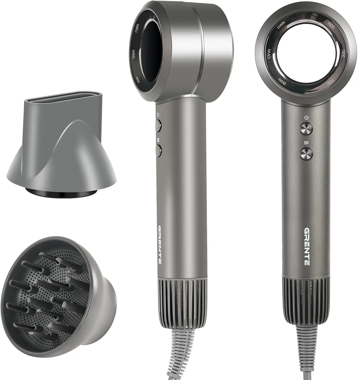 110,000 RPM High Speed Hair Dryer 1500W, 3 Speeds 4 Heat Settings, Lightweight Quiet Blow Dryer with Concentrator Nozzle, Grey
110,000 RPM High Speed Hair Dryer 1500W, 3 Speeds 4 Heat Settings, Lightweight Quiet Blow Dryer with Concentrator Nozzle, Grey