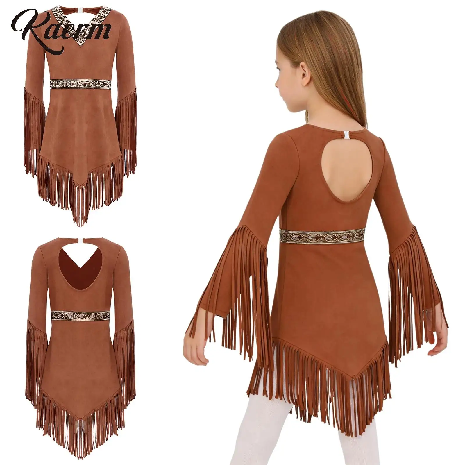Kids Girls Native American Cosplay Dress Costume V Neck Long Fringed Sleeve Tassel Hem Dress for Theme Birthday Celebration
Kids Girls Native American Cosplay Dress Costume V Neck Long Fringed Sleeve Tassel Hem Dress for Theme Birthday Celebration