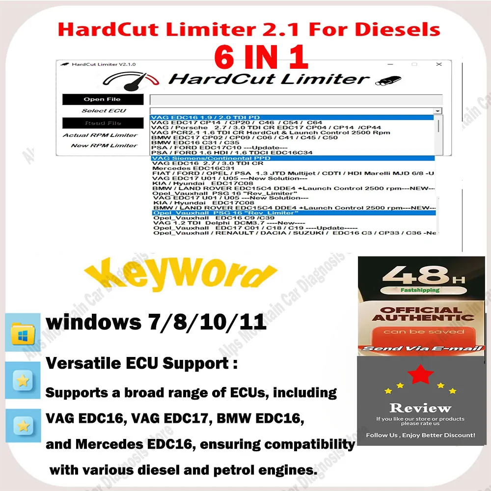 ECU Software 6-in-1 Package for Diesel & Petrol Engines - HardCut Limiter UltraCuttr Pop&Bang HARDCUT VMAX HotStartr QLaunchr
ECU Software 6-in-1 Package for Diesel & Petrol Engines - HardCut Limiter UltraCuttr Pop&Bang HARDCUT VMAX HotStartr QLaunchr