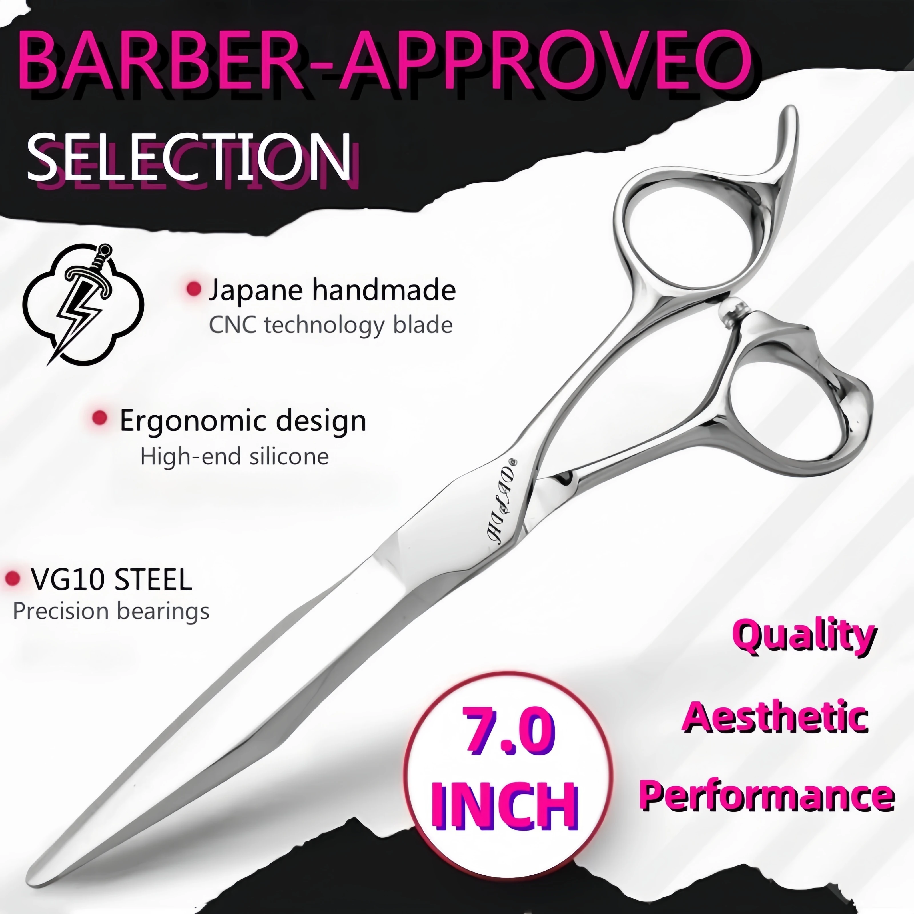 HISADA hair scissors 6.0/6.5/7.0 inch professional high-end barber scissors Japanese handmade VG10 material scissors
HISADA hair scissors 6.0/6.5/7.0 inch professional high-end barber scissors Japanese handmade VG10 material scissors