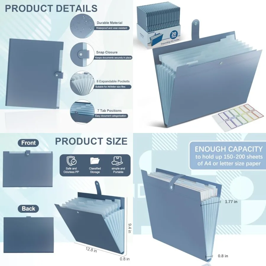 20Pack Accordion File Organizer Expanding File Folder with 8 Pockets, Bulk Letter Size Portable Paper Document Organizer for Of
20Pack Accordion File Organizer Expanding File Folder with 8 Pockets, Bulk Letter Size Portable Paper Document Organizer for Of