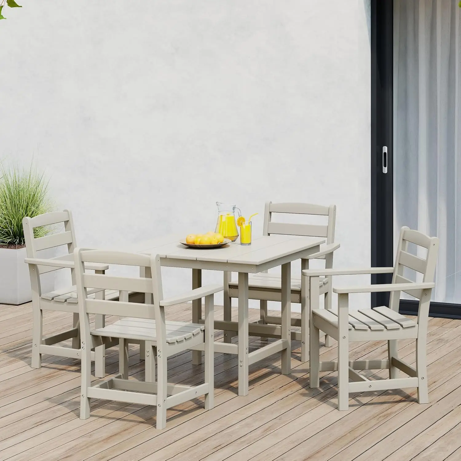 5pc HDPE Square Patio Dining Table & Armchair Set UV Weather Garden Sand Customized
5pc HDPE Square Patio Dining Table & Armchair Set UV Weather Garden Sand Customized