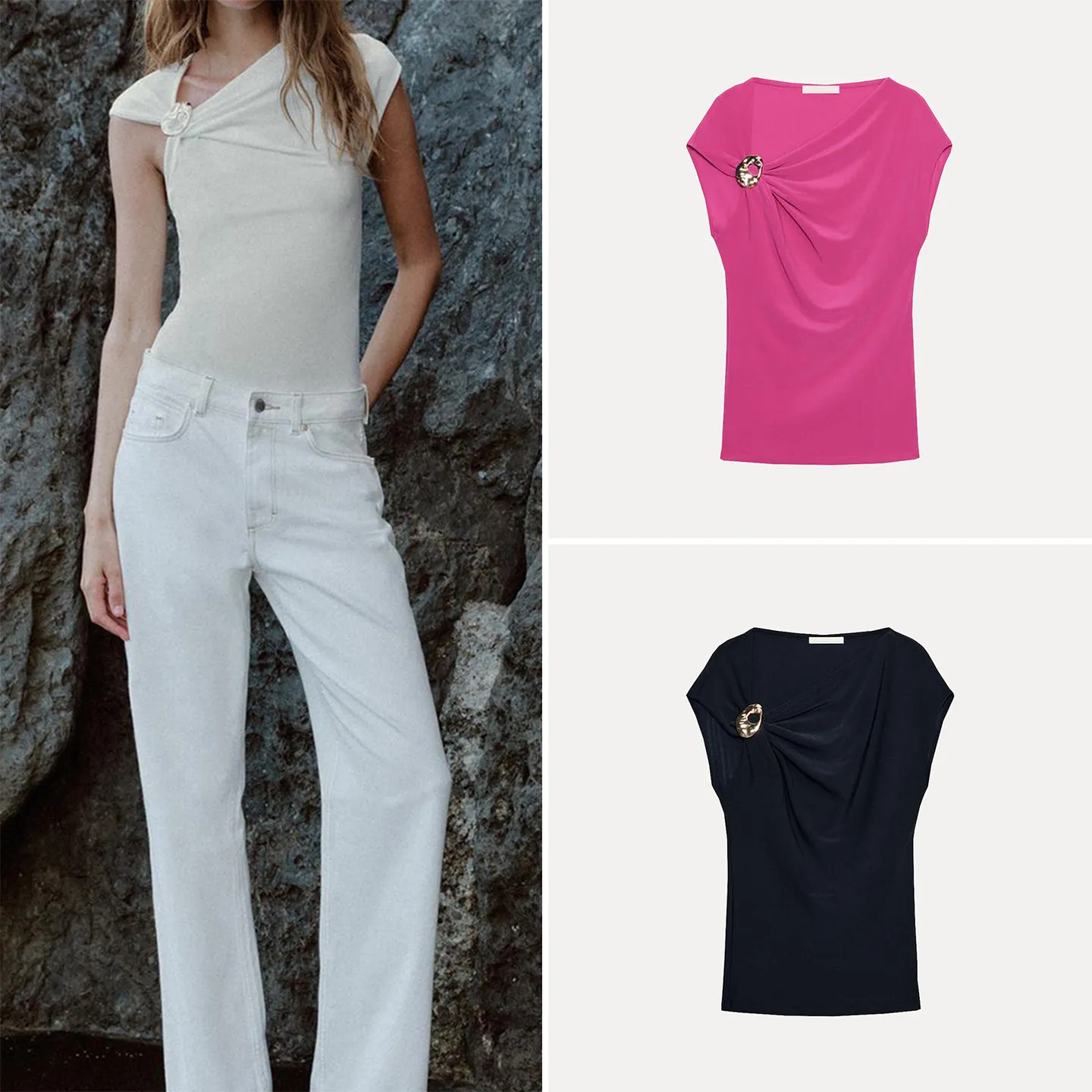 Women's Summer Asymmetrical Neck Sleeveless Slant Shoulder Fashion Top Zadata Brand Short Sleeve T-Shirt
Women's Summer Asymmetrical Neck Sleeveless Slant Shoulder Fashion Top Zadata Brand Short Sleeve T-Shirt