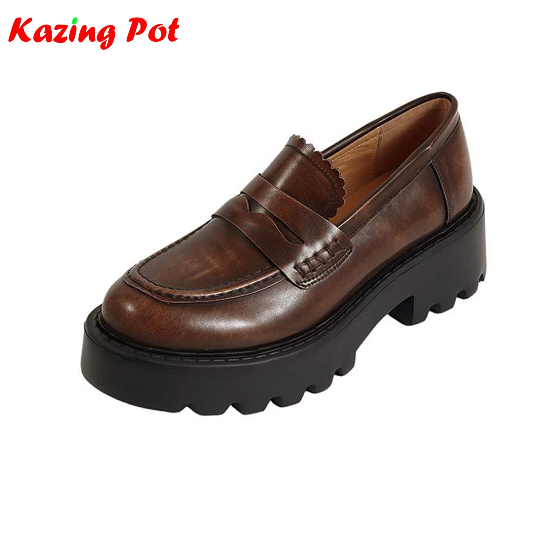 Krazing Pot Ins Genuine Leather Round Toe Thick Bottom Wedges Flat Platform Slip On Easy Wear Loafers Leisure Women Summer Pumps
Krazing Pot Ins Genuine Leather Round Toe Thick Bottom Wedges Flat Platform Slip On Easy Wear Loafers Leisure Women Summer Pumps