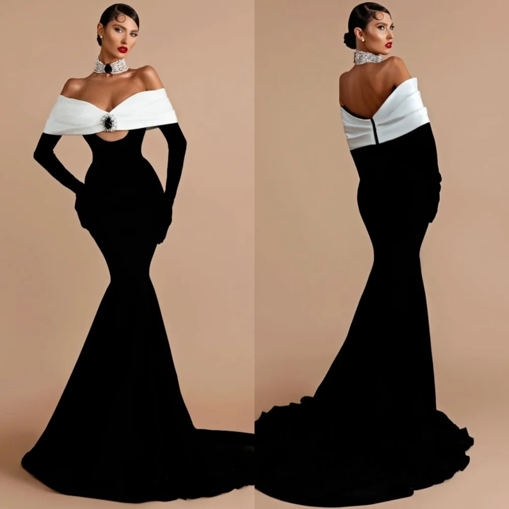 Customized Modern Style Jersey Sequined Pleat Trumpet Off-the-shoulder Long Dresses Bespoke Occasion Casual
Customized Modern Style Jersey Sequined Pleat Trumpet Off-the-shoulder Long Dresses Bespoke Occasion Casual