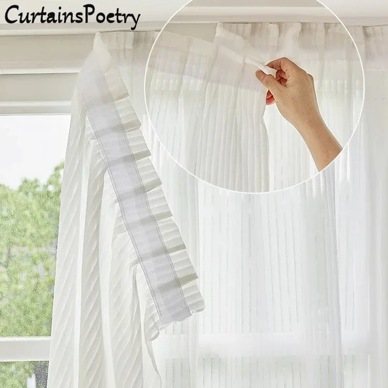 Punch-Free Semi Sheer French Curtain Self-Adhesive Privacy Striped Drapes Window Treatment Light Filtering for Door Tricia Decor
Punch-Free Semi Sheer French Curtain Self-Adhesive Privacy Striped Drapes Window Treatment Light Filtering for Door Tricia Decor