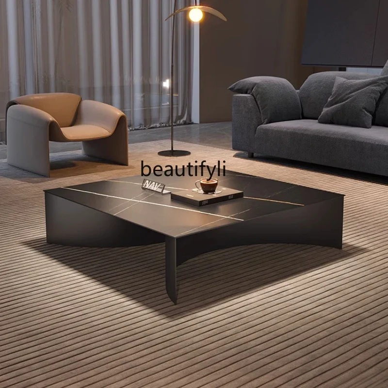 Light luxury modern rock slab coffee table living room household square black titanium stainless steel coffee table high-end
Light luxury modern rock slab coffee table living room household square black titanium stainless steel coffee table high-end