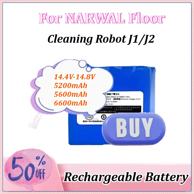 5200mAh 5600mAh 6600mAh 14.4V/14.8V Vacuum Cleaner Battery for NARWAL J1/J2/J3/J4 Floor YJCC001/YJCC010/012/015 Cleaning Robot
5200mAh 5600mAh 6600mAh 14.4V/14.8V Vacuum Cleaner Battery for NARWAL J1/J2/J3/J4 Floor YJCC001/YJCC010/012/015 Cleaning Robot