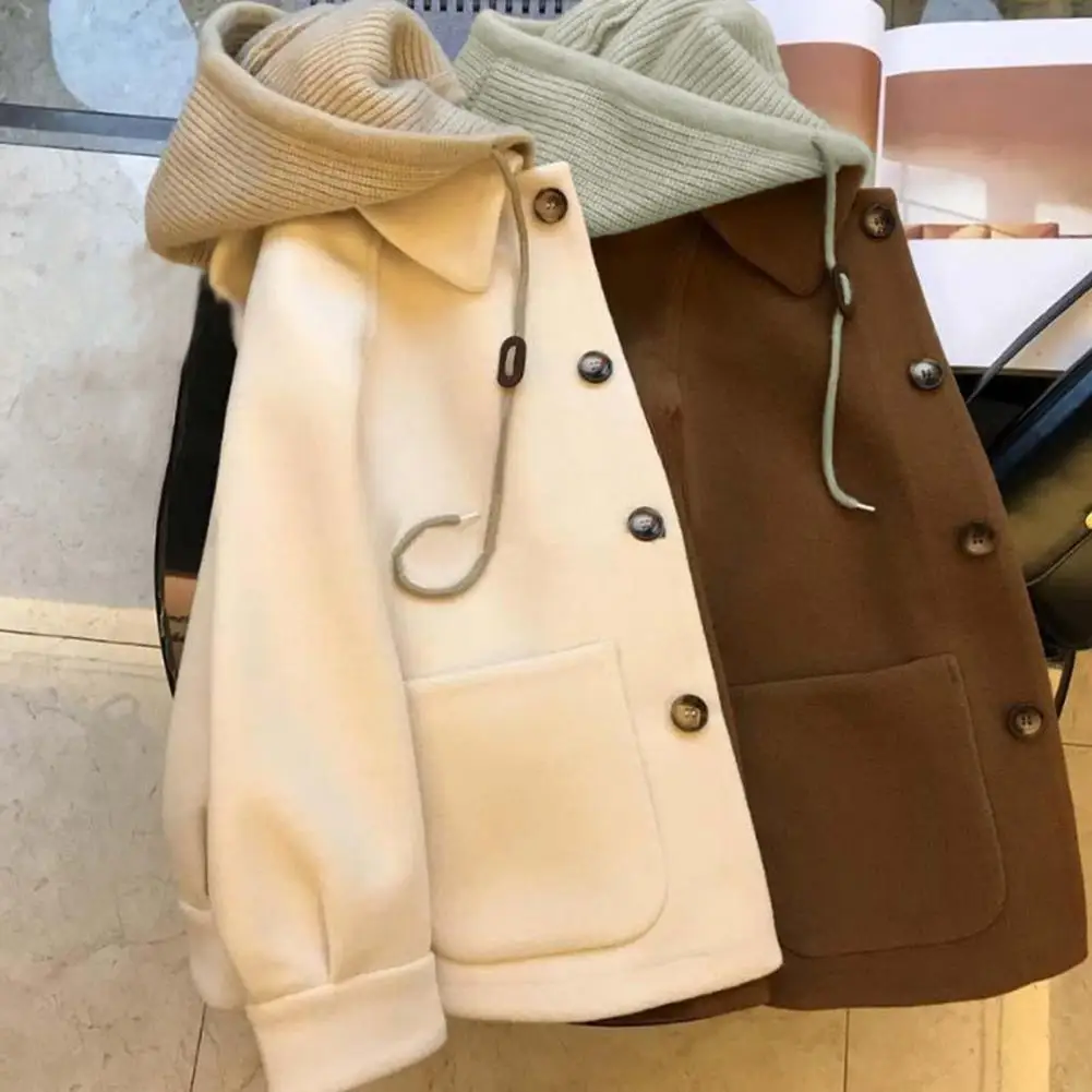 Women Woolen Jacket Fake Two-piece Patchwork Coat Loose Thermal Long Sleeved Commuting School Spring Fall Winter Jacket Hooded
Women Woolen Jacket Fake Two-piece Patchwork Coat Loose Thermal Long Sleeved Commuting School Spring Fall Winter Jacket Hooded