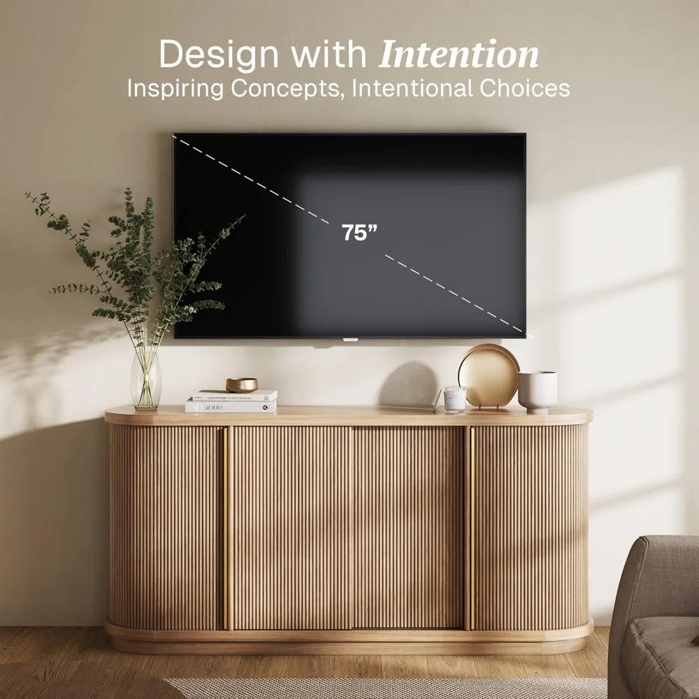 67" Width 32" Tall Fluted TV Stand, Curved Entertainment Center with Sliding Tambour Doors,Media Console Table, Customized
67" Width 32" Tall Fluted TV Stand, Curved Entertainment Center with Sliding Tambour Doors,Media Console Table, Customized
