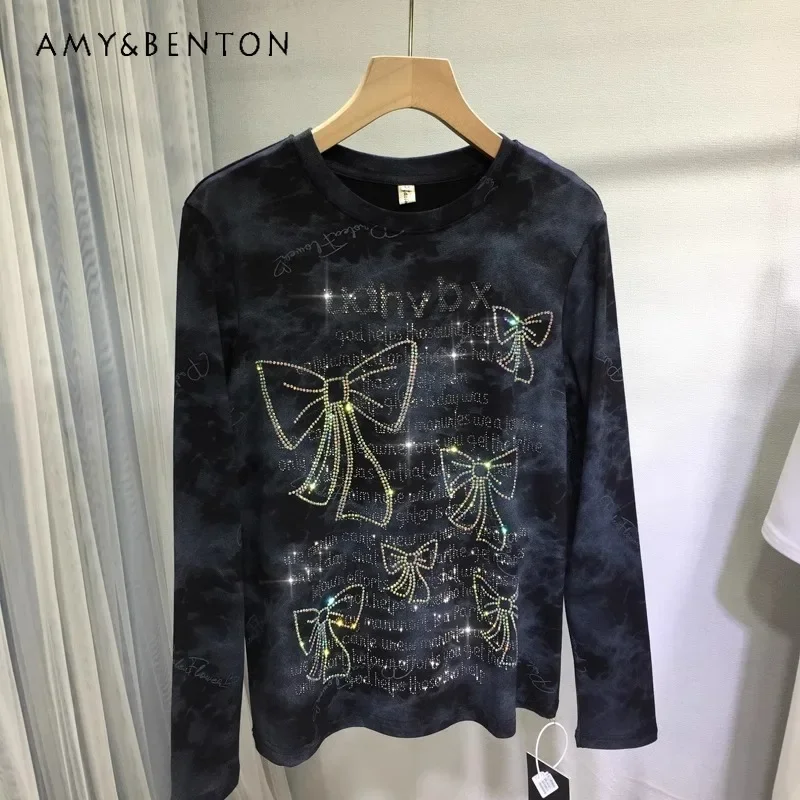 Heavy Industry Diamond Drills Bottoming Shirt Thickened Abraded Slim Butterfly Long Sleeves Crew Neck Top Autumn Winter Hoodies
Heavy Industry Diamond Drills Bottoming Shirt Thickened Abraded Slim Butterfly Long Sleeves Crew Neck Top Autumn Winter Hoodies