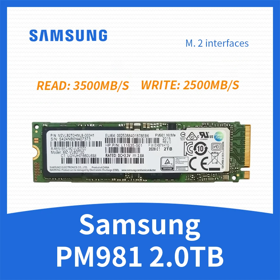Samsung PM981 M.2 2280 SSD Внутренний твердотельный накопитель 2 ТБ PCIe 3.0 x4 NVMe Высокоскоростной жесткий диск для хранения данных Сервер для настольных ноутбуков
Samsung PM981 M.2 2280 SSD Внутренний твердотельный накопитель 2 ТБ PCIe 3.0 x4 NVMe Высокоскоростной жесткий диск для хранения данных Сервер для настольных ноутбуков