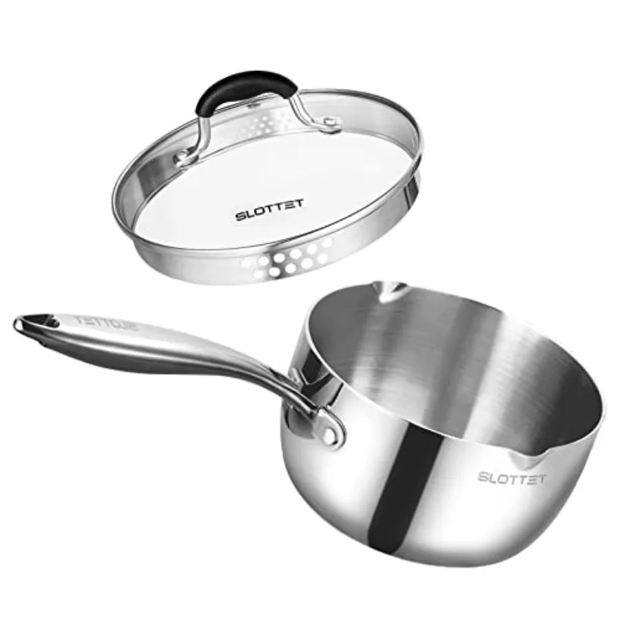 Tri-Ply Whole-Clad Stainless Steel Sauce Pan 1.5 Quart Small Multipurpose Pasta Pot with Strainer Glass Lid for Cooking Stay-Co
Tri-Ply Whole-Clad Stainless Steel Sauce Pan 1.5 Quart Small Multipurpose Pasta Pot with Strainer Glass Lid for Cooking Stay-Co