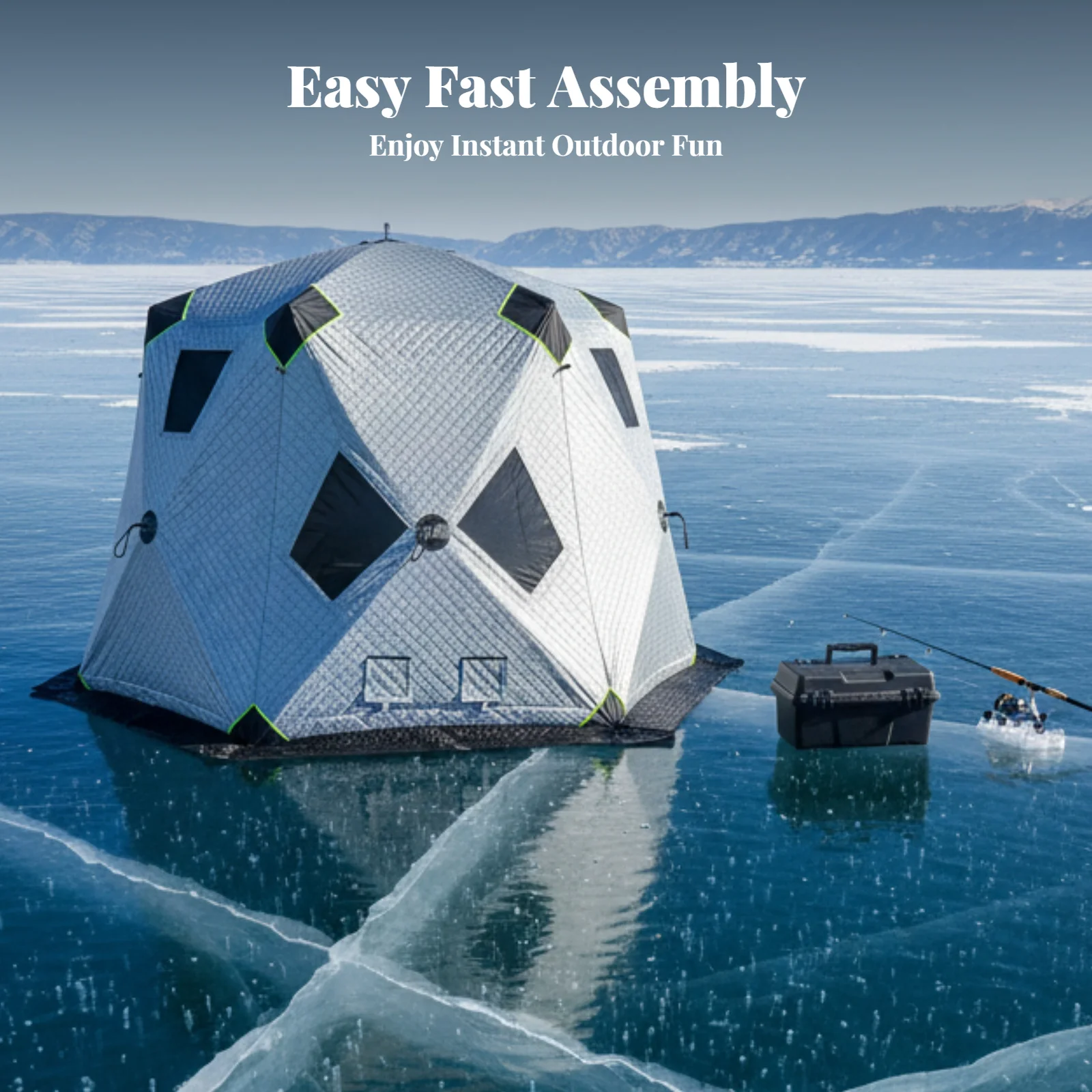 Ice Fishing Tent, Insulated, Portable, Waterproof, Outdoor
Ice Fishing Tent, Insulated, Portable, Waterproof, Outdoor