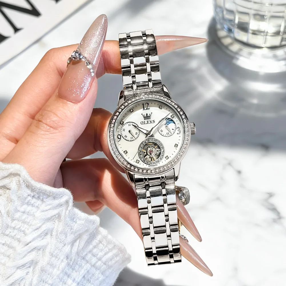 OLEVS 6750 Watches For Woman Luxury Original Automatic Mechanical Watch Moon Phase Ladies Watch Waterproof Luminous Reloj
OLEVS 6750 Watches For Woman Luxury Original Automatic Mechanical Watch Moon Phase Ladies Watch Waterproof Luminous Reloj