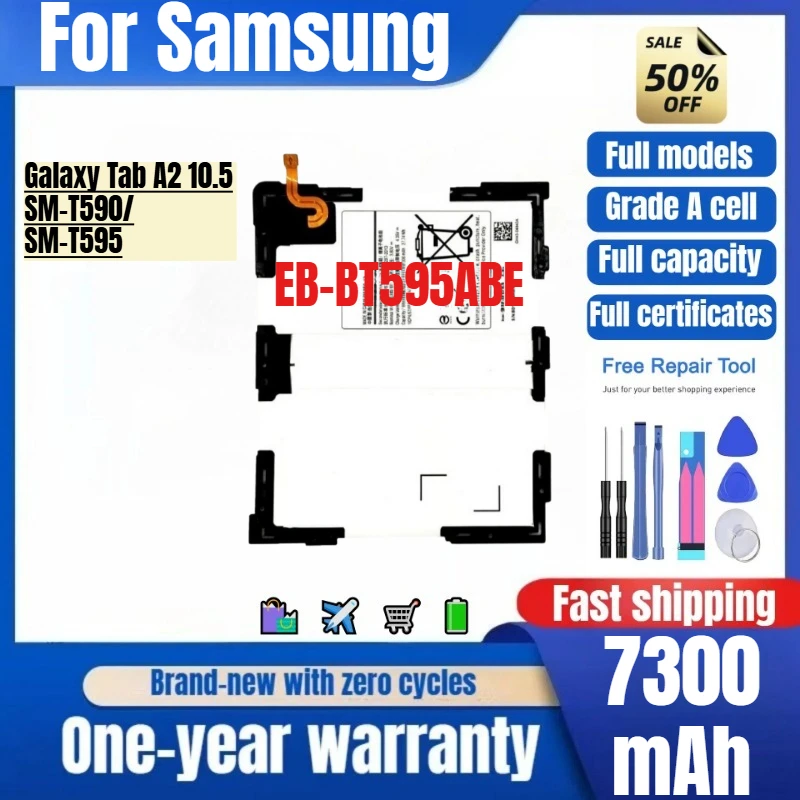 EB-BT595ABE for Samsung Galaxy Tab A2 10.5/SM-T590/SM-T595 Tablet Battery High Quality Capacity Replacement Bateria with Tools
EB-BT595ABE for Samsung Galaxy Tab A2 10.5/SM-T590/SM-T595 Tablet Battery High Quality Capacity Replacement Bateria with Tools