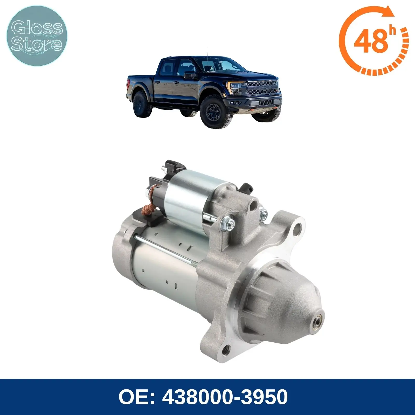 438000-3950 Automotive Starter Motor Replacement For 2018-2020 F-150, V8, 5.0L (4951CC / 302CID) JL3T-11000-AB, JL3Z-11002-A
438000-3950 Automotive Starter Motor Replacement For 2018-2020 F-150, V8, 5.0L (4951CC / 302CID) JL3T-11000-AB, JL3Z-11002-A