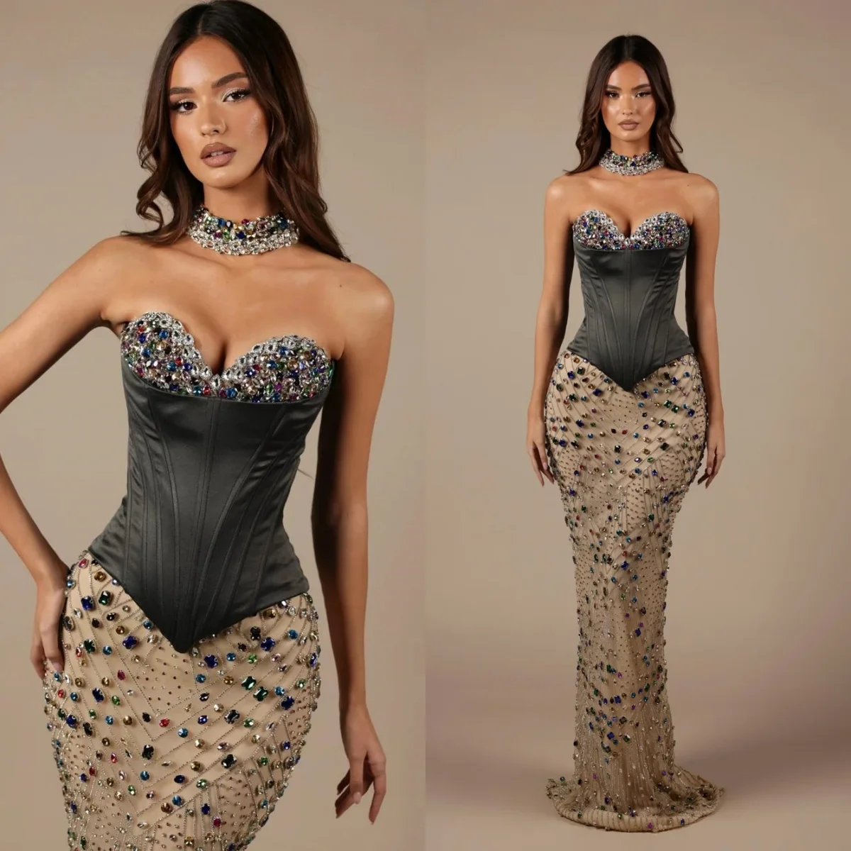 Charming Mermaid Evening Dresses Sweetheart Neck Sleeveless Prom Gowns Crystals Beaded Birthday Party Customized
Charming Mermaid Evening Dresses Sweetheart Neck Sleeveless Prom Gowns Crystals Beaded Birthday Party Customized