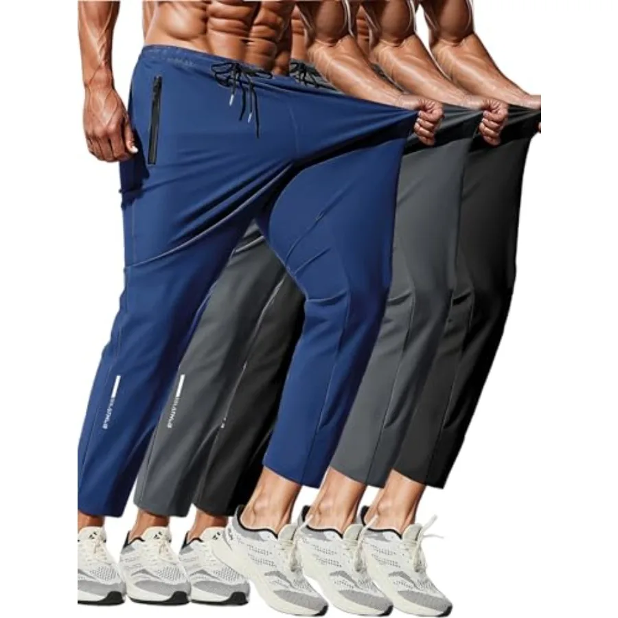 3 Pack Men's Quick Dry Sweatpants for Running, Gym Training - Lightweight Stretch Jogging Pants with Zippered Pockets
3 Pack Men's Quick Dry Sweatpants for Running, Gym Training - Lightweight Stretch Jogging Pants with Zippered Pockets