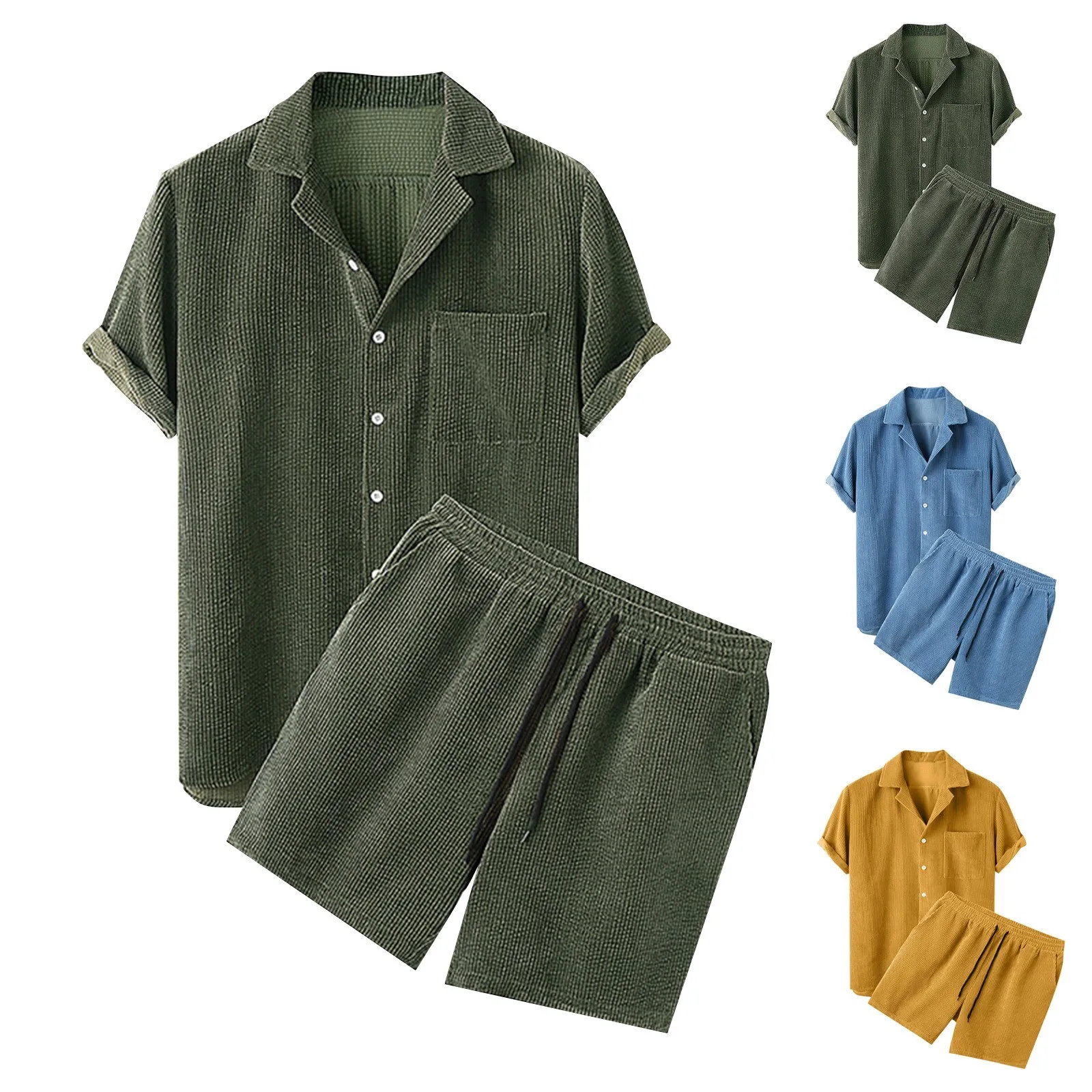 Men's Summer High End Solid Color Corduroy Set Short-sleeved Cardigan and Shorts Casual Comfy Sports Outfit
Men's Summer High End Solid Color Corduroy Set Short-sleeved Cardigan and Shorts Casual Comfy Sports Outfit