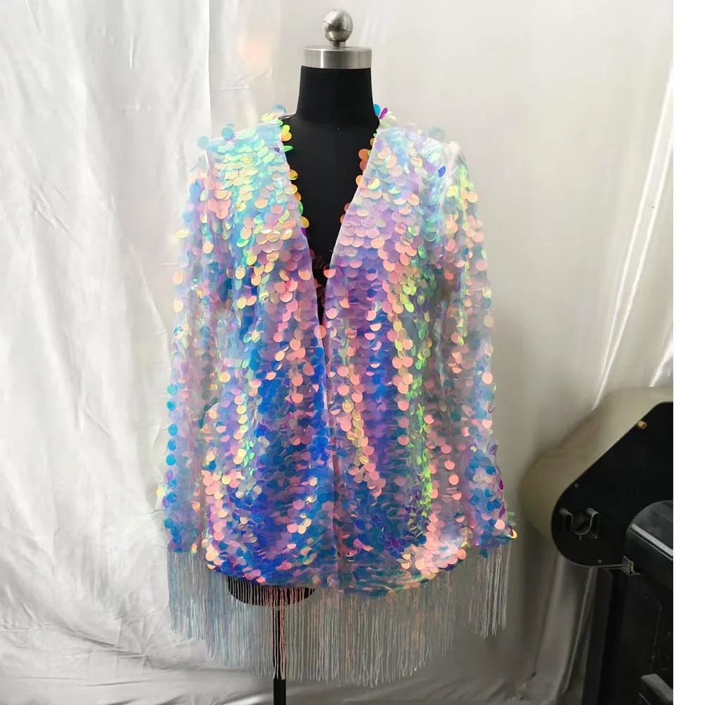 Fashionable Colorful Sequin Holiday Style Short Jacket New Arrival Women's Cardigan Coat With Tassel Detail Unique Design
Fashionable Colorful Sequin Holiday Style Short Jacket New Arrival Women's Cardigan Coat With Tassel Detail Unique Design