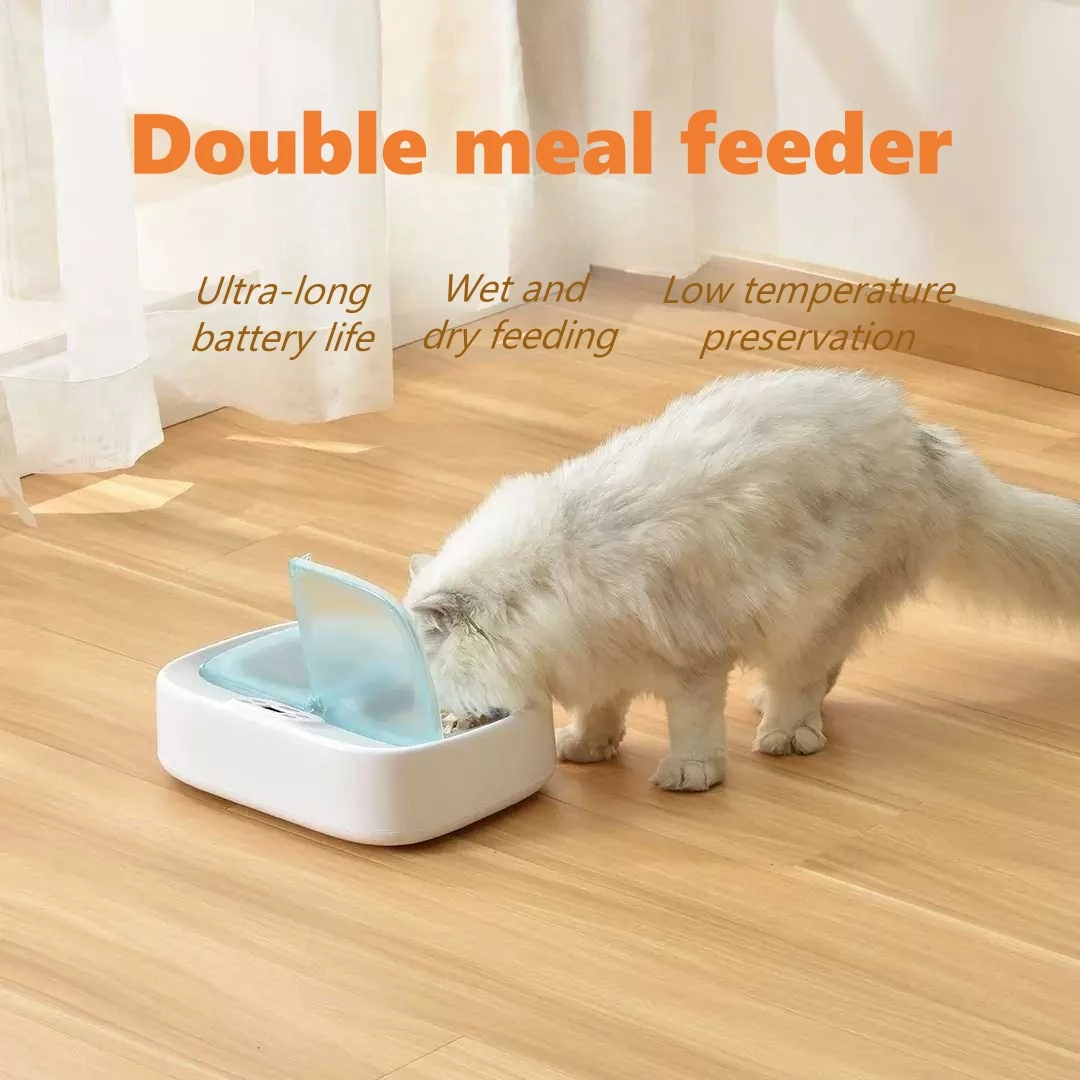 2 IN 1 Automatic Pet Feeder Non-Slip Intelligence Cat Low Temperature Preservation Feeder Sleek Material with Two Bowls 355ml
2 IN 1 Automatic Pet Feeder Non-Slip Intelligence Cat Low Temperature Preservation Feeder Sleek Material with Two Bowls 355ml