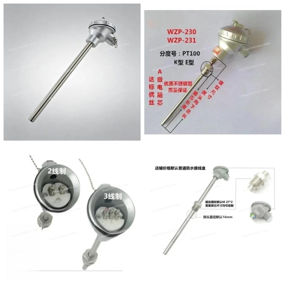 WZP-230 WZP-231 PT100 Platinum RTD Temperature Sensor Fixed Thread High Precision Industrial Probe
WZP-230 WZP-231 PT100 Platinum RTD Temperature Sensor Fixed Thread High Precision Industrial Probe