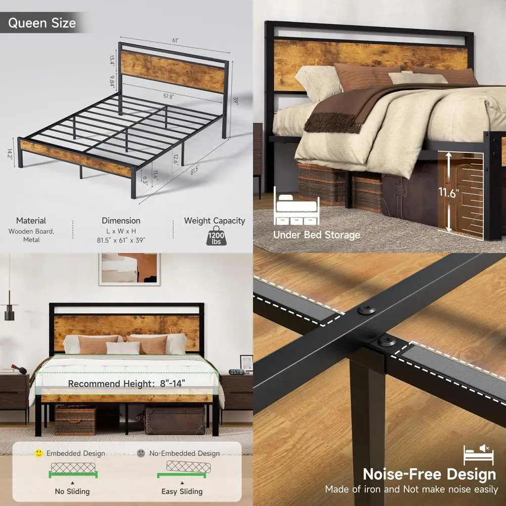 Easy Assembly Metal Platform Bed, Queen Size with Slat Support, Anti-Slip, Silent, No Box Spring Needed, Underbed Storage, Moder
Easy Assembly Metal Platform Bed, Queen Size with Slat Support, Anti-Slip, Silent, No Box Spring Needed, Underbed Storage, Moder