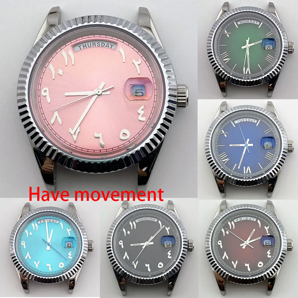 Day date 39mm 316L stainless steel sapphire glass silver Arabic numeral watch with Miyota 8285 automatic movement 5BAR waterpoof
Day date 39mm 316L stainless steel sapphire glass silver Arabic numeral watch with Miyota 8285 automatic movement 5BAR waterpoof