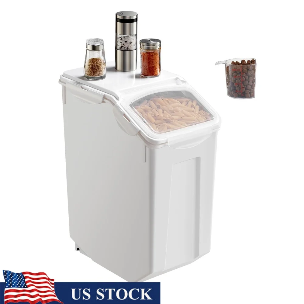 Airtight Food Storage Container 20L 4.5Gallon Large Capacity Stackable Pet Food Bin with Wheels Measuring Cup and Damp-Proof Box
Airtight Food Storage Container 20L 4.5Gallon Large Capacity Stackable Pet Food Bin with Wheels Measuring Cup and Damp-Proof Box