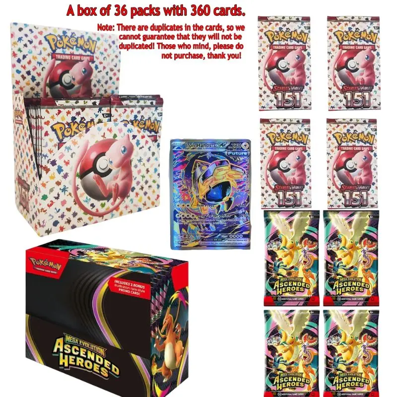 360Pcs Pokemon Card Prismatic Evolutions Scarlet Violet 151 Destined Rivals Black Bolt English Booster Battle Transaction Card
360Pcs Pokemon Card Prismatic Evolutions Scarlet Violet 151 Destined Rivals Black Bolt English Booster Battle Transaction Card