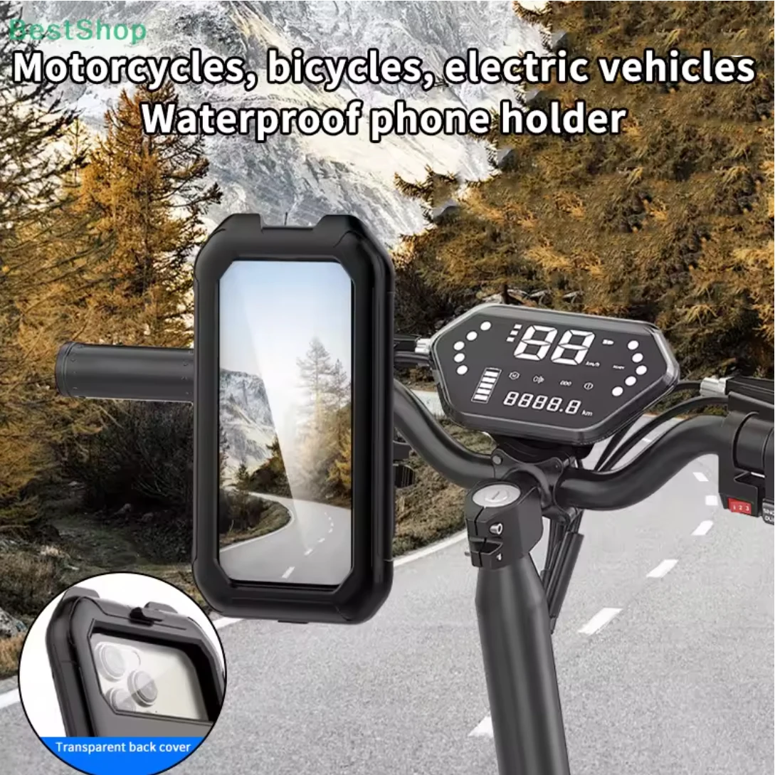 Motorcycle/Bicycle Phone Holder - Waterproof Rotating GPS Stand for iPhone 16/Xiaomi Fully Enclosed Handlebar Mount w/ Rearview
Motorcycle/Bicycle Phone Holder - Waterproof Rotating GPS Stand for iPhone 16/Xiaomi Fully Enclosed Handlebar Mount w/ Rearview
