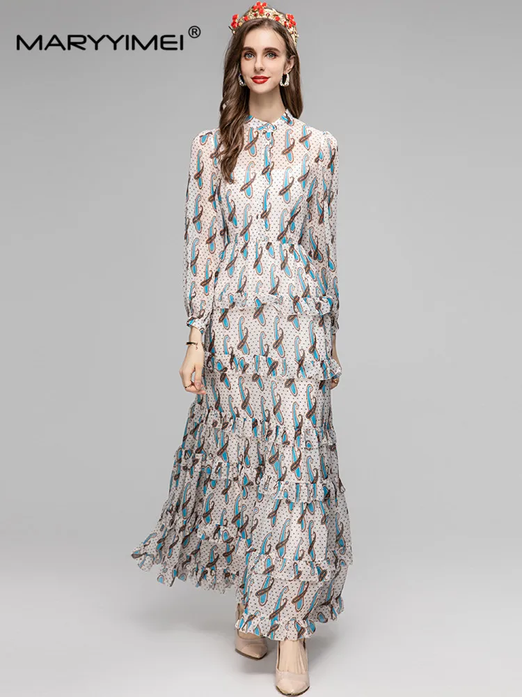 MARYYIMEI Long Sleeved Single Breasted Vintage Print Chiffon dress Spring Autumn Ruffle Women's Holiday Slim Long Dresses
MARYYIMEI Long Sleeved Single Breasted Vintage Print Chiffon dress Spring Autumn Ruffle Women's Holiday Slim Long Dresses