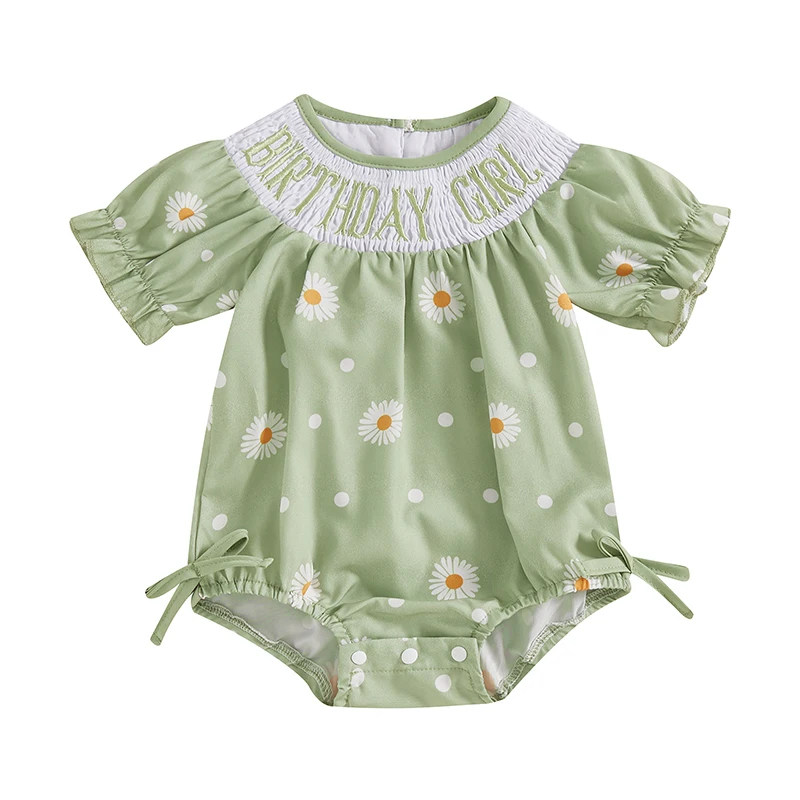 Baby Girl Birthday Romper Letter Embroidery Daisy Print Short Sleeve Round Neck Jumpsuit
Baby Girl Birthday Romper Letter Embroidery Daisy Print Short Sleeve Round Neck Jumpsuit