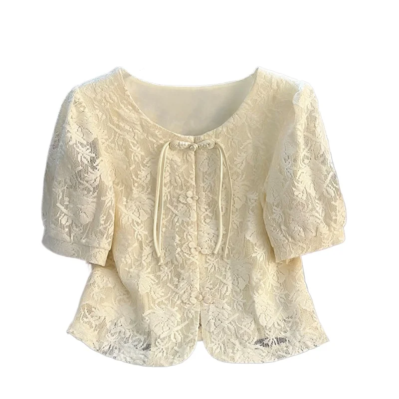 Summer 2025 New Women Chinese Buckle Casual Lantern Short Sleeve Beige Lace Top Shirt , Woman Short Cardigan Tops Shirts
Summer 2025 New Women Chinese Buckle Casual Lantern Short Sleeve Beige Lace Top Shirt , Woman Short Cardigan Tops Shirts
