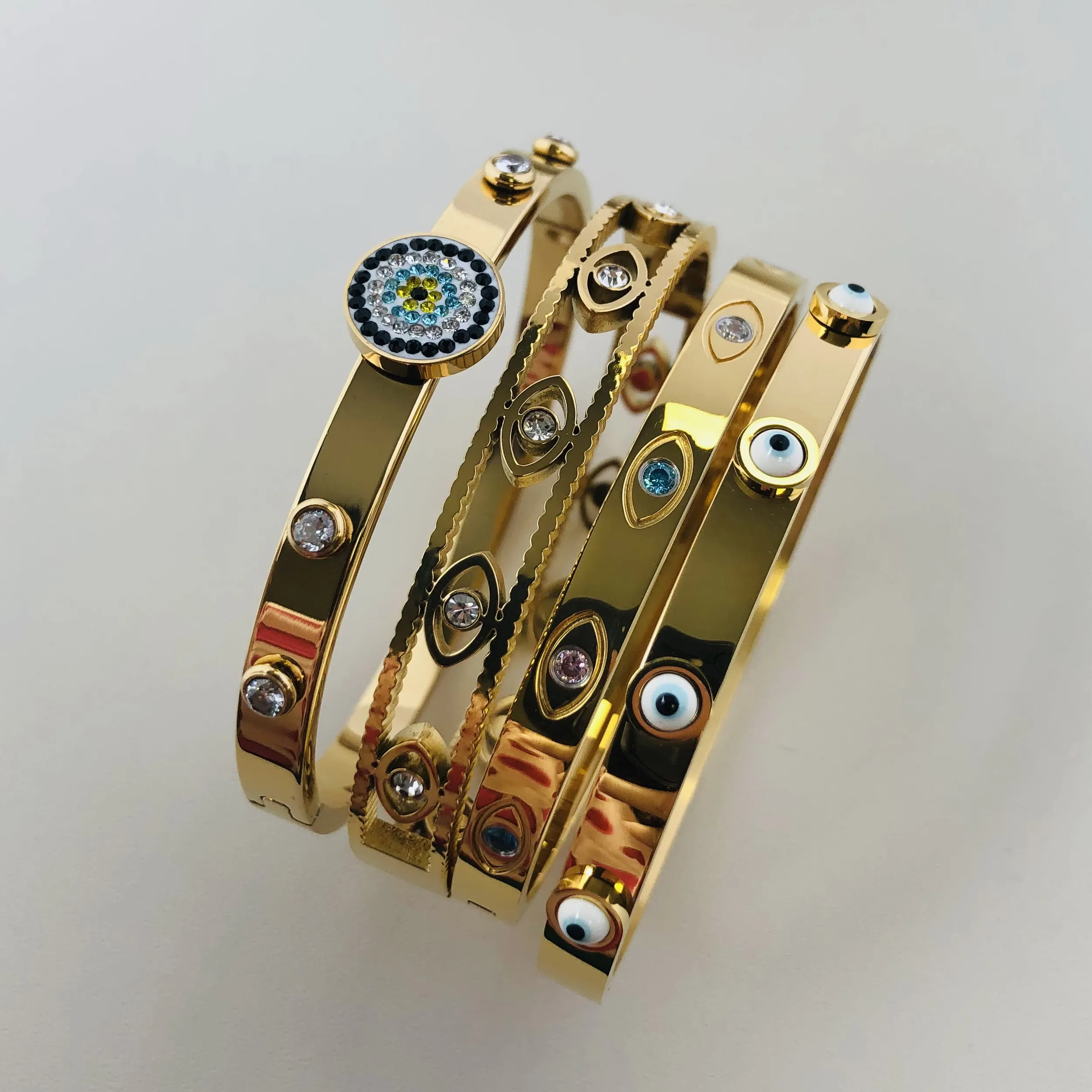 Trendy Evil Eye Stainless Steel Bangles Bracelets for Women Vintage Classic Charm Colorful Zircon Accessories Gift Jewelry
Trendy Evil Eye Stainless Steel Bangles Bracelets for Women Vintage Classic Charm Colorful Zircon Accessories Gift Jewelry