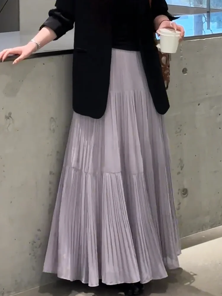 Korean Sle Busin Casual High Waist Purple Maxi Skirt Spring Summer New Faion Drapey f-length Skirt Body Concealing
Korean Sle Busin Casual High Waist Purple Maxi Skirt Spring Summer New Faion Drapey f-length Skirt Body Concealing
