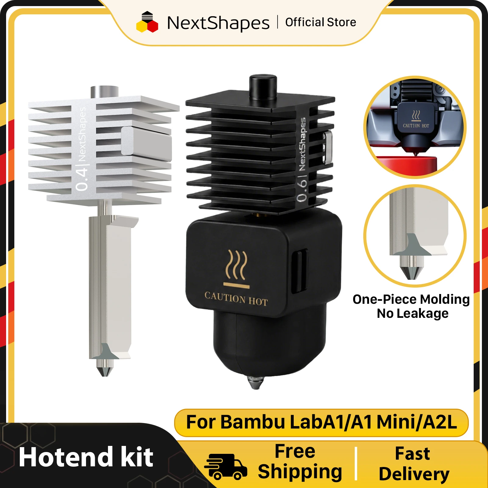 NextShape Hotend Kit For Bambu Lab A1/A1 Mini/A2L Fast Speed Hot End Assembly 0.2/0.4/0.6 3D Printer Hardened steel Nozzle
NextShape Hotend Kit For Bambu Lab A1/A1 Mini/A2L Fast Speed Hot End Assembly 0.2/0.4/0.6 3D Printer Hardened steel Nozzle