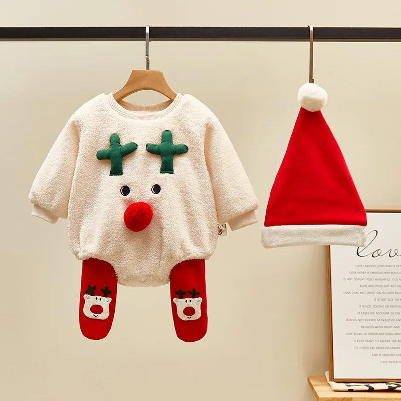 Christmas Baby Clothes Rompers Set Cute Elk Baby Onesie&Pants &Cap 3PCS Flannel Warm Kawaii Infant New Year Photography Costume
Christmas Baby Clothes Rompers Set Cute Elk Baby Onesie&Pants &Cap 3PCS Flannel Warm Kawaii Infant New Year Photography Costume