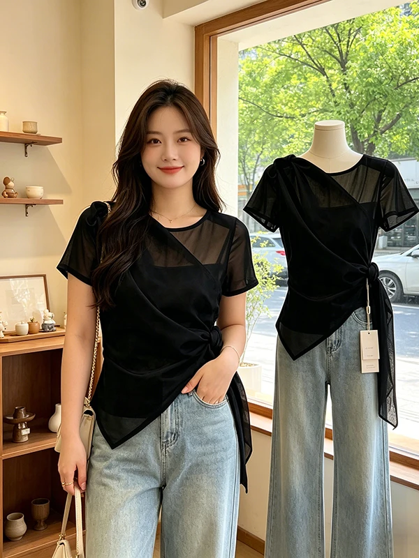 Unique Large Size Women's Shirt Beautifully Designed Trendy Tie-Belt French Style Top Breathable Skin-Friendly Summer 2026
Unique Large Size Women's Shirt Beautifully Designed Trendy Tie-Belt French Style Top Breathable Skin-Friendly Summer 2026